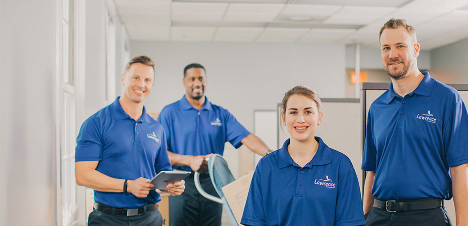 Four movers doing an office move.