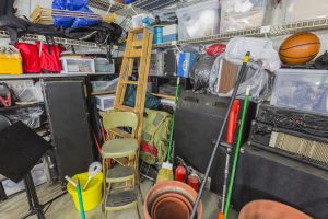 Items in a storage shed before a household move.